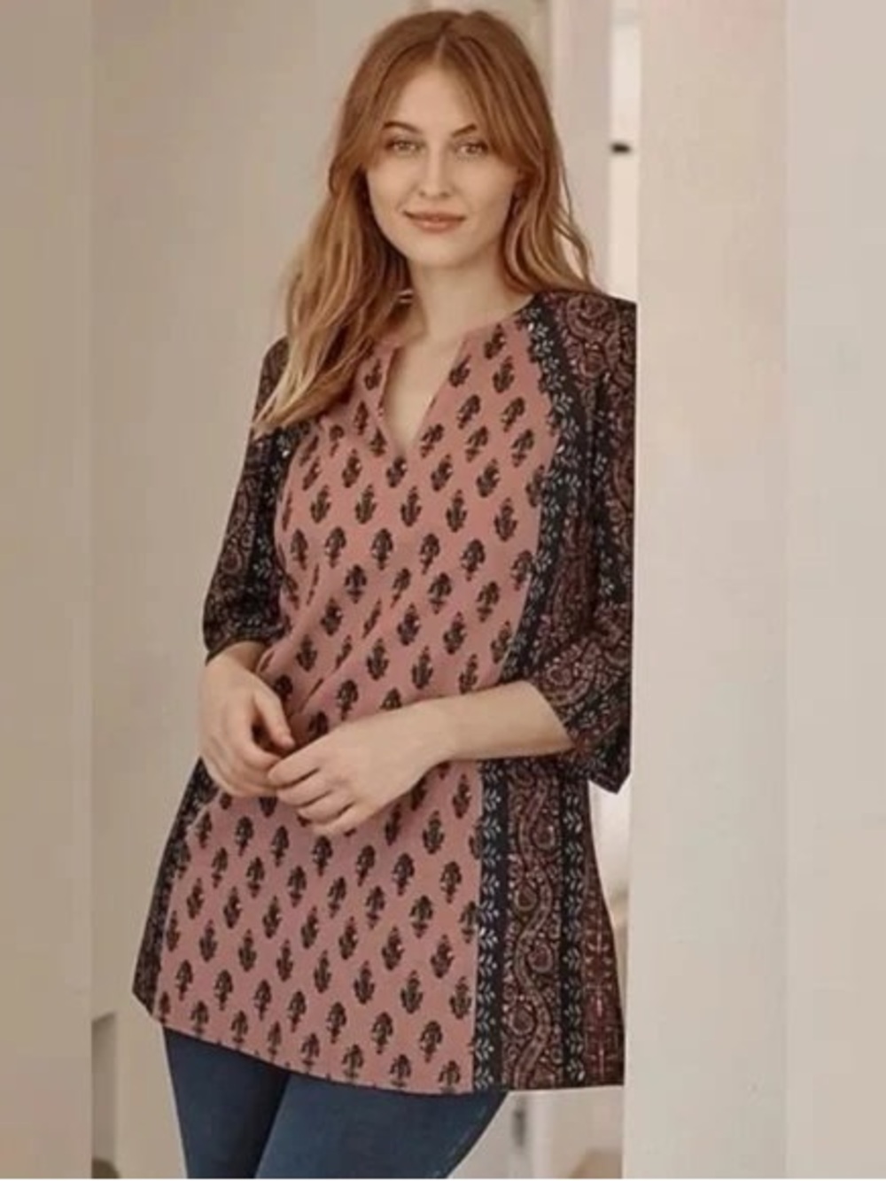 J. Jill folkloric tunic linen blend